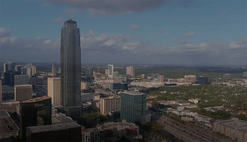 Drone shot of Houston, TX